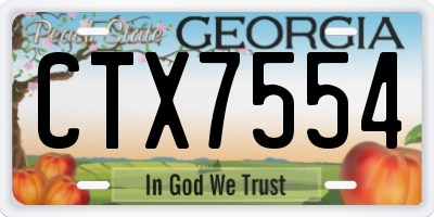 GA license plate CTX7554