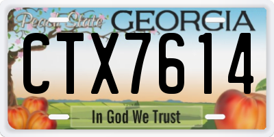 GA license plate CTX7614
