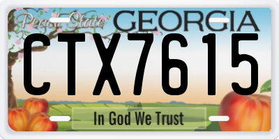 GA license plate CTX7615