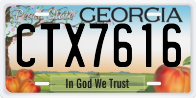 GA license plate CTX7616