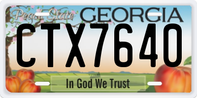 GA license plate CTX7640