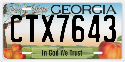 GA license plate CTX7643