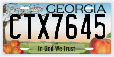 GA license plate CTX7645