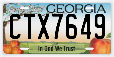 GA license plate CTX7649