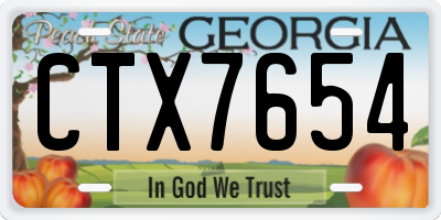 GA license plate CTX7654
