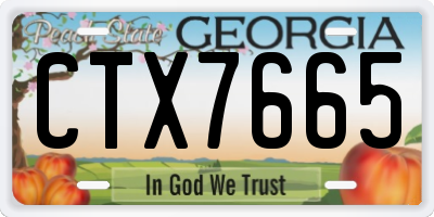 GA license plate CTX7665