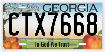 GA license plate CTX7668