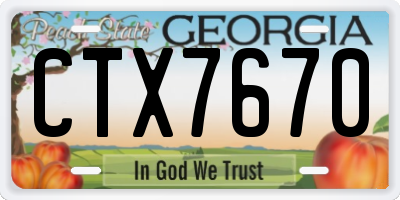 GA license plate CTX7670