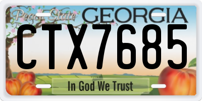 GA license plate CTX7685