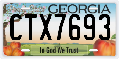 GA license plate CTX7693