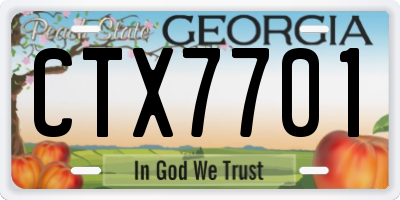 GA license plate CTX7701