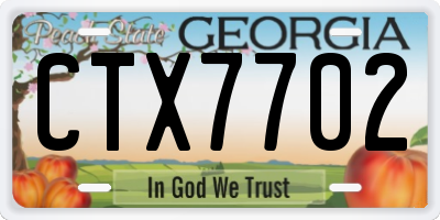 GA license plate CTX7702
