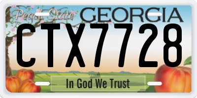 GA license plate CTX7728