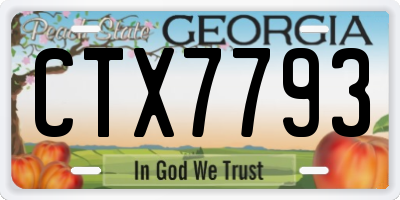 GA license plate CTX7793