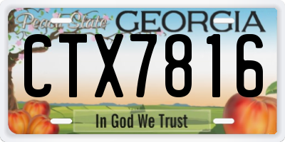 GA license plate CTX7816