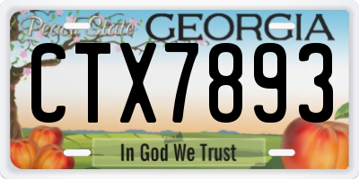 GA license plate CTX7893