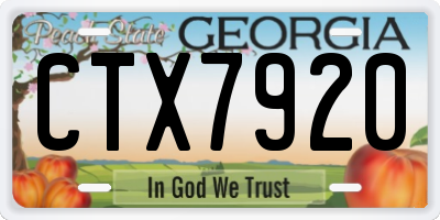 GA license plate CTX7920