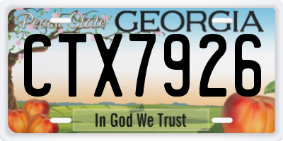 GA license plate CTX7926