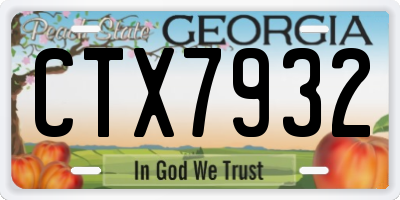 GA license plate CTX7932
