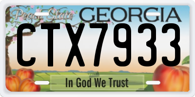 GA license plate CTX7933