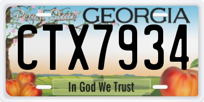 GA license plate CTX7934