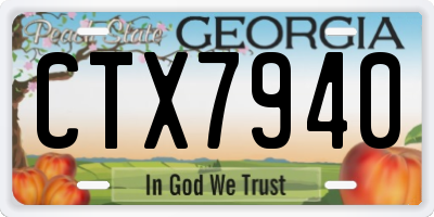 GA license plate CTX7940