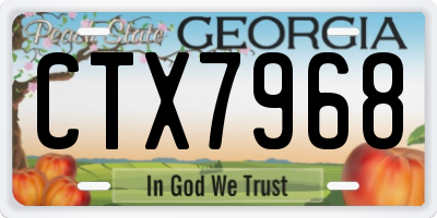 GA license plate CTX7968