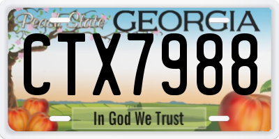 GA license plate CTX7988