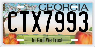GA license plate CTX7993