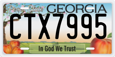 GA license plate CTX7995