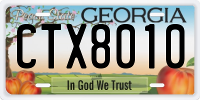 GA license plate CTX8010