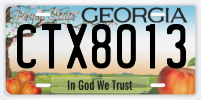 GA license plate CTX8013