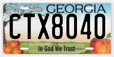 GA license plate CTX8040