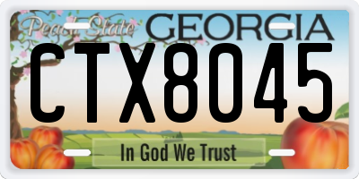 GA license plate CTX8045