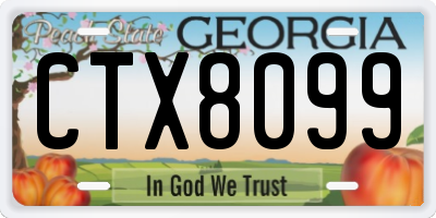 GA license plate CTX8099