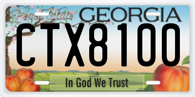 GA license plate CTX8100