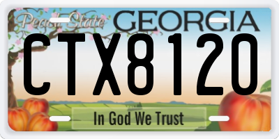 GA license plate CTX8120