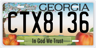 GA license plate CTX8136