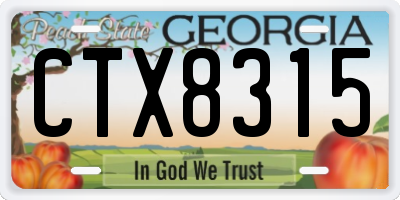 GA license plate CTX8315