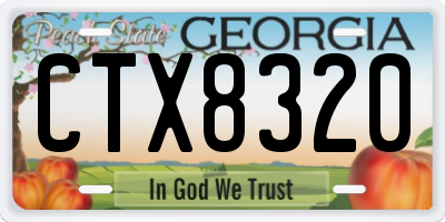 GA license plate CTX8320