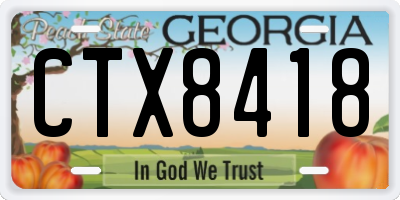 GA license plate CTX8418