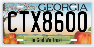 GA license plate CTX8600