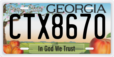 GA license plate CTX8670