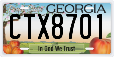 GA license plate CTX8701