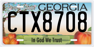 GA license plate CTX8708