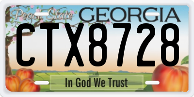 GA license plate CTX8728