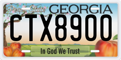 GA license plate CTX8900