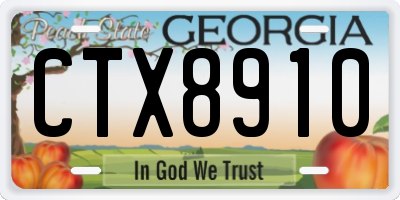 GA license plate CTX8910