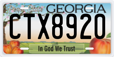 GA license plate CTX8920