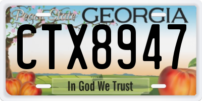 GA license plate CTX8947